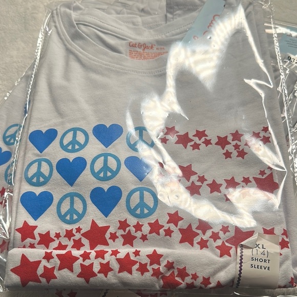 Cat and Jack Girls Size Shirt 4th of July Stars Red Blue White choose your size👇 - Picture 4 of 10